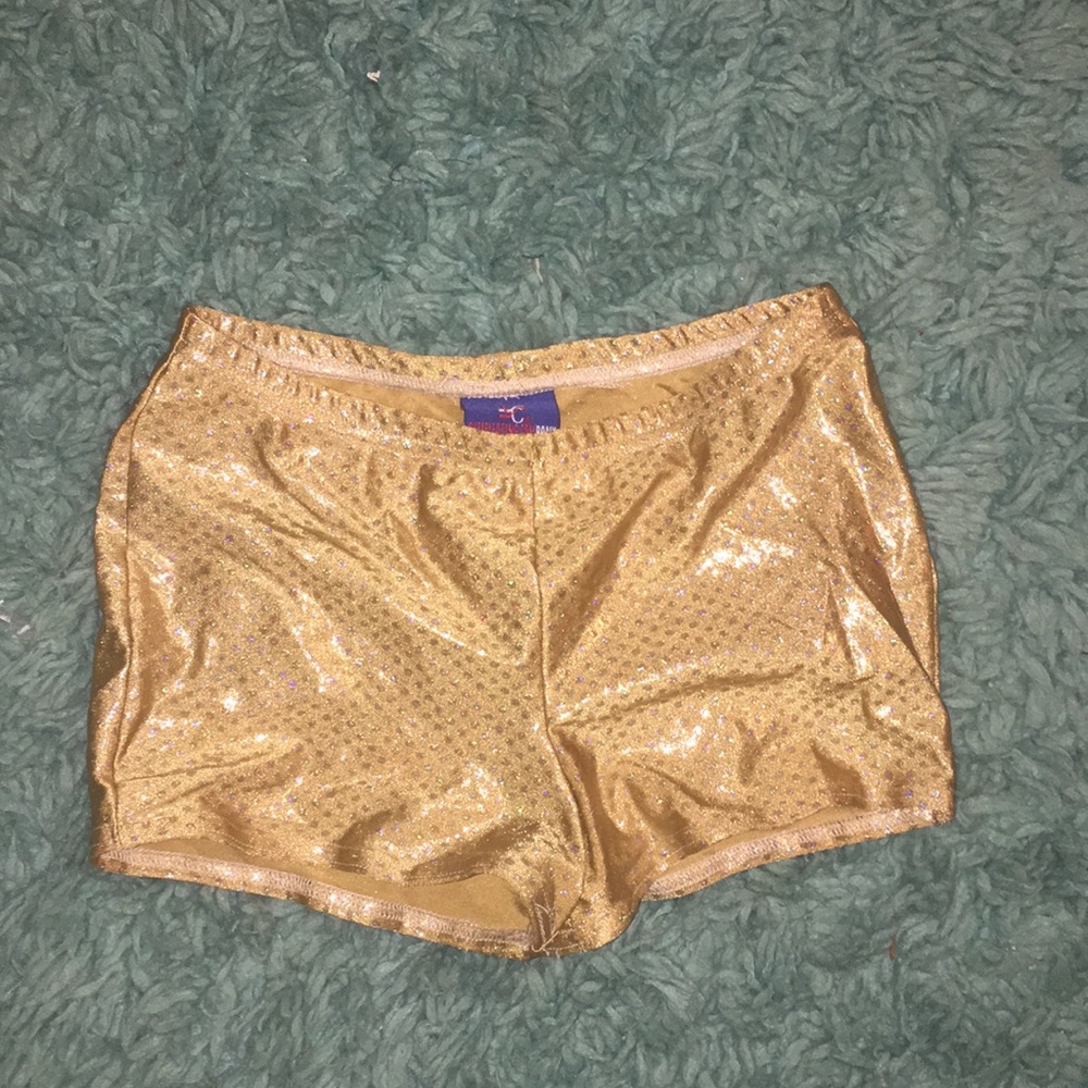 Gold Cheer Spandex with subtle Silver Dots